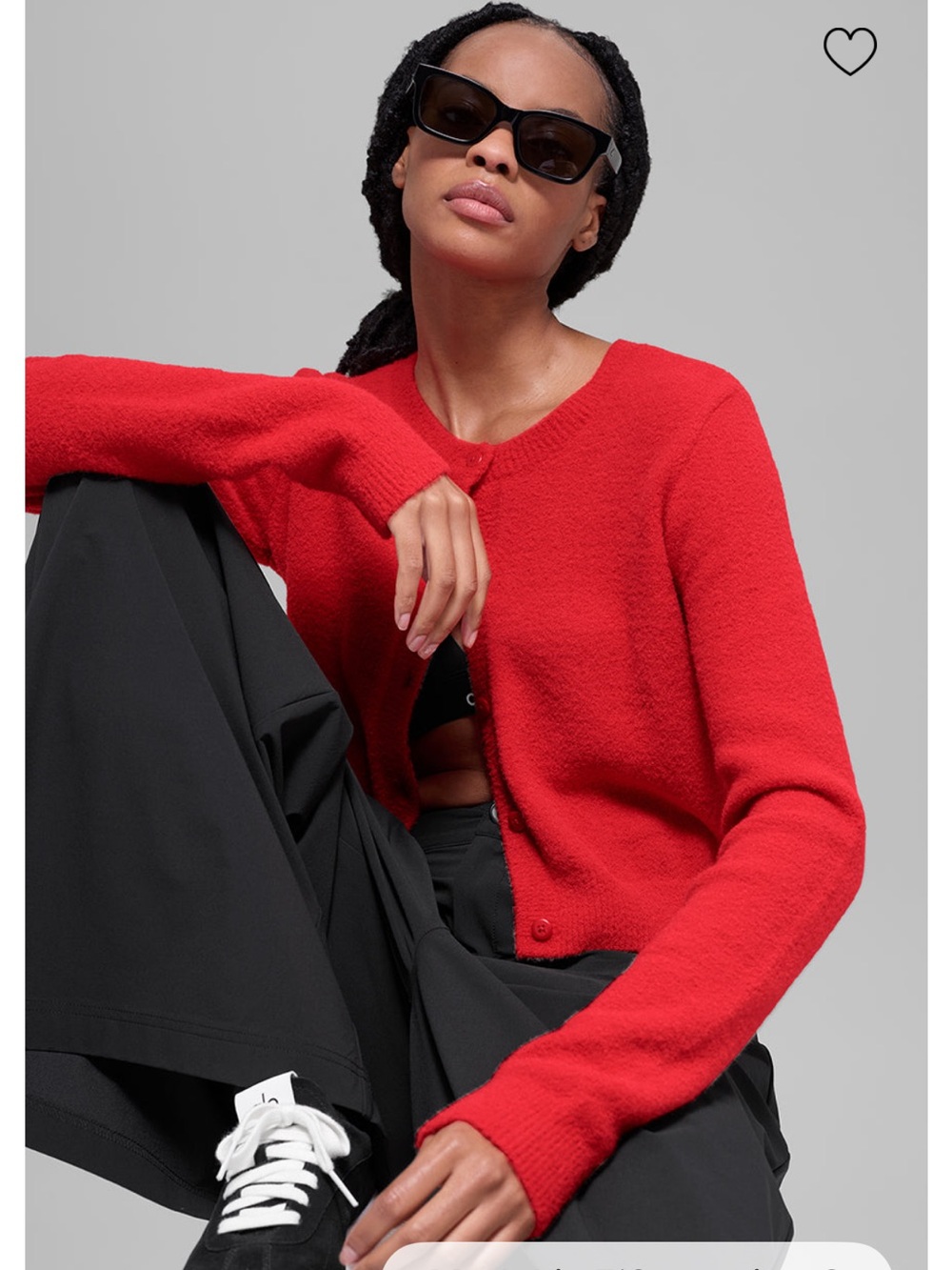 Alo Yoga Snuggle Up Sweater Cropped Cardigan - Bright Red Size Small - Picture 3 of 9